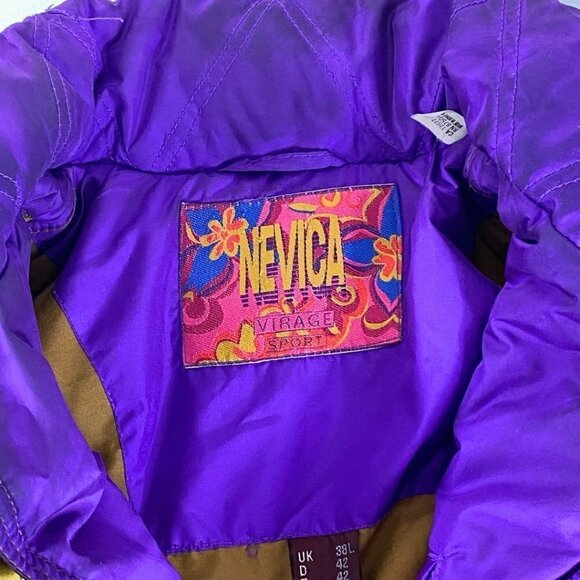 NEVICA VIRAGE SPORT VINTAGE 80S BLACK COLORFUL COMBO ZIP UP WAXED APRES SKI COAT - Picture 7 of 12